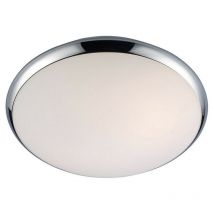 Italux - Kreo - Lámpara de techo moderna empotrada en cromo, 1 luz blanca con pantalla blanca, E27, IP44
