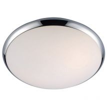 Italux - Kreo - Lámpara de techo moderna empotrada en cromo, 1 luz blanca con pantalla blanca, E27, IP44