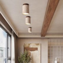 Lámpara de Techo Moderna Pláfon Techo Interior Luz Pláfon Piedra Madera para Pasillo Cocina Salón Dormitorio - 3Pcs