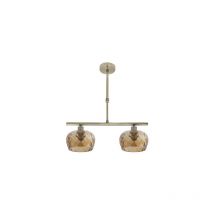Lampara estela 2xe14 cuero regx41x13 cm c/tulipas cristal tallado ambar