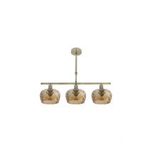 Lampara estela 3xe14 cuero regx55x13 cm c/tulipas cristal tallado ambar