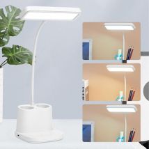 Lampara LED Escritorio, La luz Natural Protege Los Ojos, Sobremesa Luz Lectura, Lamparas de Mesita de Noche sin Cable 3 Modos, 8 Niveles de Brillo,