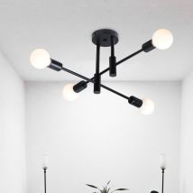 Lámparas de araña Industrial, E27 Lámpara de Techo Vintage Candelabros Sputnik Modernos 4 Luces para Dormitorio, Cocina, Pasillo (Negro)
