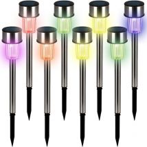 Monzana 8x Luces Solares led de Jardín Multicolor Impermeable IP44 Lámparas Solares de Camino con Sensor Crepuscular