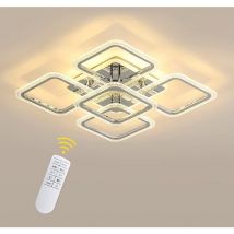 GOECO Moderne LED Deckenleuchte, 2700K-6500K Dimmbar Deckenlampe mit Fernbedienung, 60CM Acryl Quadratischer Kronleuchter für Schlafzimmer,