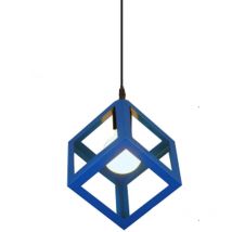 Lámparas De Techo Moderna Retro Lámparas De Colgar Cuadrada Creativa Lámparas De Colgar De Jaula De Hierro De Metal (Azul)