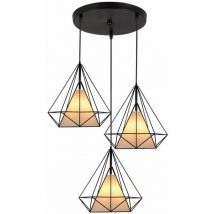 Lamparas de Techo Retro Lámpara Colgante Vintage - E27 Iluminación Colgante con 3 Metal Jaulas Industrial Diseño Negro