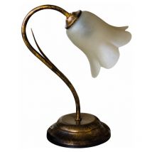 Lampe 1xE14 mit braunem Rahmen und Nuvolato-Glas