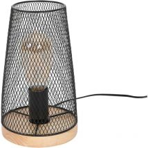 Lampe a Poser avec Cage en Métal, Lampe de Chevet avec Câble, Lampe Salon E27, Lampe de Table Vintage en Fer, Lampe à Poser Noir pour Maison,