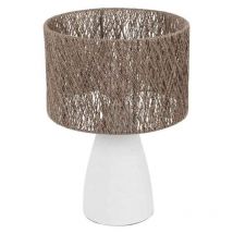 Cote Table - Lampe à poser blanc jute fer 28x41cm