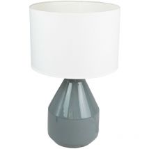 Corep - Lampe a poser ceramique anthracite et tissu luminaire led E27 deco chambre salon
