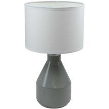 Lampe a poser ceramique gris et tissu luminaire chevet led deco chambre salon