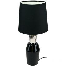 Lampe a poser ceramique tissu noir et argent Luminaire chevet led chambre salon