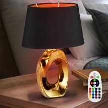 Etc-shop - Lampe de table de nuit liseuse télécommandée en or noir dimmable dans un ensemble comprenant des ampoules led rvb
