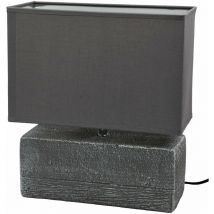 Lampe a poser effet beton abat jour tissu coton gris taupe luminaire design