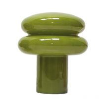 Lampe à poser en verre coloré kaki H24cm
