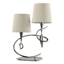 Mantra - Inspired Mara - Lampe de table 2 lumières E14, chrome poli avec abat-jour blanc ivoire