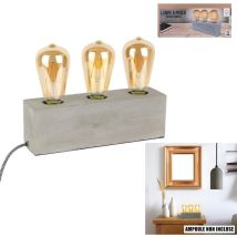 Lampe À Poser 3 Ampoules "beton" 27cm Gris
