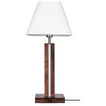Epikasa - Lamp à Poser Quad, Bois, Tissu, Noyer, Blanc, 30x30x65 cm