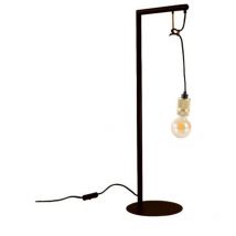 Lampe à poser sur pied déco industrielle en métal noir et doré Compatible E27