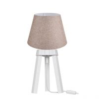 Toscohome - Lampe à poser tripode blanche et abat-jour beige - PIKOBI2634
