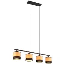 Reality Leuchten - Lampe à suspendre aspect bois Suspension à 4 flammes noire Lampe de salle à manger Réglable en hauteur, métal, douilles E14, LxlxH