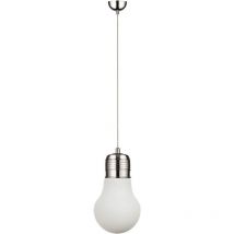 Epikasa - Suspension Bulb, Métal, Verre, Chrome, Blanc, 30x30x138 cm