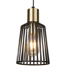 Lampe à Suspension Salon Éclairage Cage Luminaire Spot Suspendu Spot Noir Projecteur 9412BK