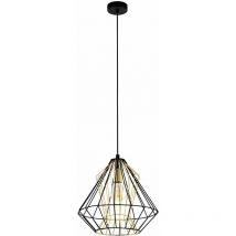 Pendule Plafonnier Cage Treillis Salle à Manger Rétro Laiton Noir Lampe Suspendue Eglo 43118