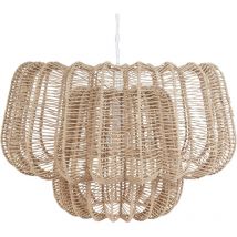 Lampe à Suspension Japandi en Corde de Papier avec Abat-Jour Beige Saisi