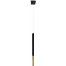 Etc-shop - Lampe à suspension Lampe à suspension en métal noir Lampe à suspension cylindrique noire noire moderne, en acier avec accent doré, 1x G9,