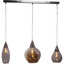 Lampe à suspension Lampe de table à manger Lampe à suspension salon 3 flammes, métal verre, 3x E27 douilles, LxH 90x150 cm