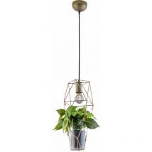 Trio - Design Luminaire Suspendu Cage Pendule Plafonnier Fleurs Pot Sisal Éclairage De Salon