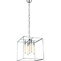 Epikasa - Suspension Telaio, Métal, Verre, Transparent, Chrome, 35,5x35,5x150 cm