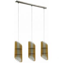 Eglo - Plafonnier lattes de bois salon salle à manger suspension textile blanc naturel l 75,5 cm 33549