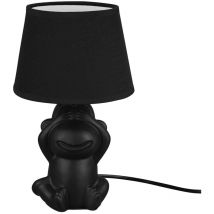 Reality - Lampe de chevet singe lampe de table céramique noire lampe d'appoint singe abat-jour tissu, interrupteur cordon, 1x douille E14, DxH 17x27