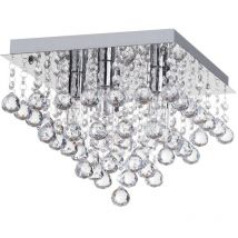 Plafonnier argenté carré APP515-4C cristal 40X31 cm 4-POINTS de lumière E14