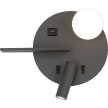 Applique Tête De Lit + Liseuse Dita - 5w - 350lm - 2700k - Anthracite Droite