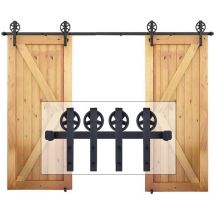 Kit de Rail Porte Coulissante Quincailleri Industriel Systeme pour Porte Suspendue Ensemble Industriel Porte Bois Coulissante Interieur - Double