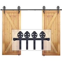 Kit de Rail Porte Coulissante Quincailleri Industriel Systeme pour Porte Suspendue Ensemble Industriel Porte Bois Coulissante Interieur - Double