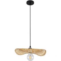 Privatefloor - Lustre de plafond en bambou - Suspension de style Boho Bali - Noila Bois naturel
