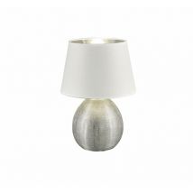 Iperbriko - Lampe Base Céramique Argentée Abat Jour Blanc Luxor Ø24 cm Trio Lighting