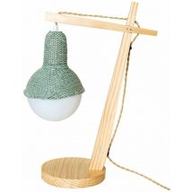 Intempora - Lampe de bureau ou de chevet en bois avec abat-jour en laine