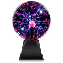 Lampe boule à plasma de 6 pouces, boule scientifique à détection tactile et sonore, boule de foudre extra large pour lampe décorative de chambre à