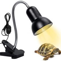 Lampe chauffante Tortue, 2 Ampoules UVA UVB 25W Lampe chauffante pour reptiles avec support Lampe Terrarium avec pince pivotante à 360 °Éclairage des