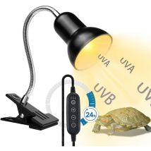 Lampe chauffante pour reptiles, lampe uva uvb pour reptiles avec tuyau rotatif à 360 ° et minuterie, E27 Lampe chauffante pour terrarium avec