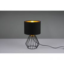 Reality - Lampe de Table Chuck Base Métallique Géométrique Abat-jour Noir et Or