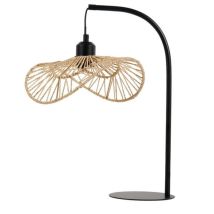Lampadaire salon – Ozana – Métal noir, Corde naturelle, 35x24,5x43,5 cm, E27, 60W