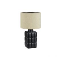 Markslojd - cuscini Lampe de table 1 lumière petite noire avec abat-jour rond beige