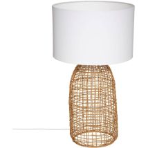 Atmosphera Créateur D'intérieur - Lampe à poser en Rotin et Abat-jour Blanc h 55 cm - Atmosphera